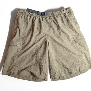Columbia Men's Outdoor Cargo Shorts, Nylon Mesh Liner, Belted, 9" Inseam Khaki L
